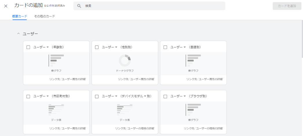 GA4：カードの追加