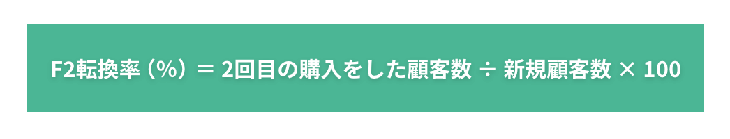 F2転換率（％）＝2回目の購入をした顧客数 ÷ 新規顧客数 × 100