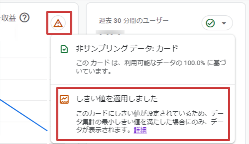 しきい値が適用されている場合