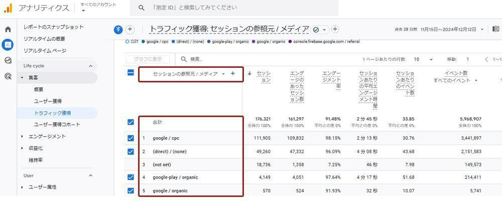 レポートの計測を確認する キャプチャ